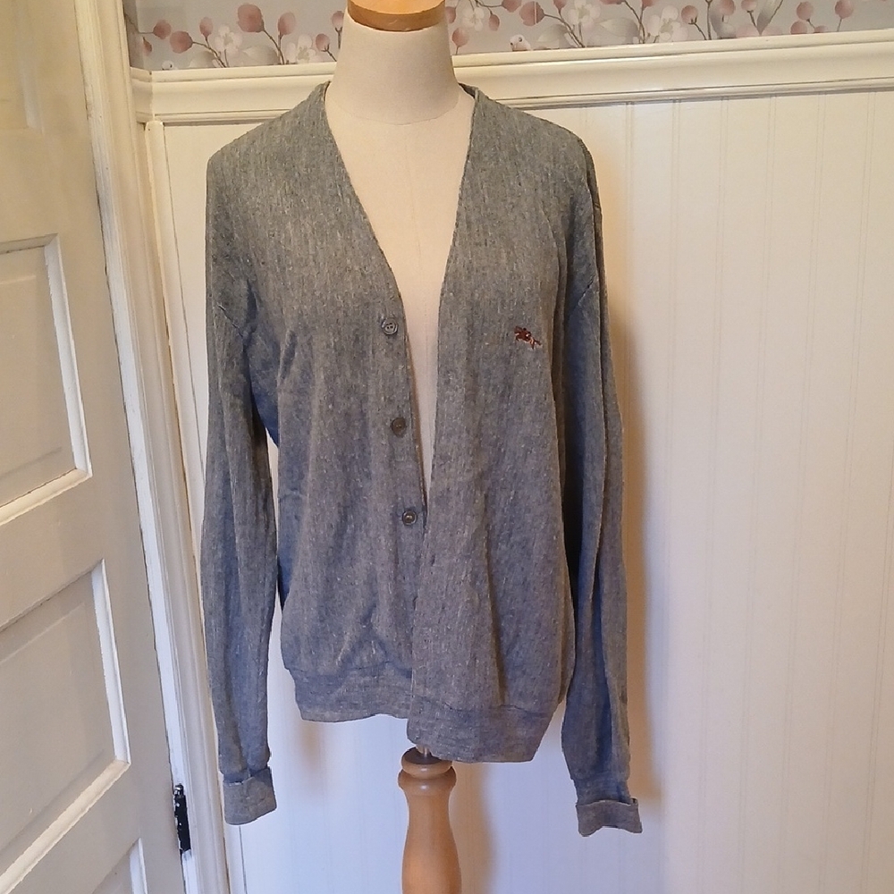 Vintage Steeplechase Grandpa Gray Men's Cardigan Sweater